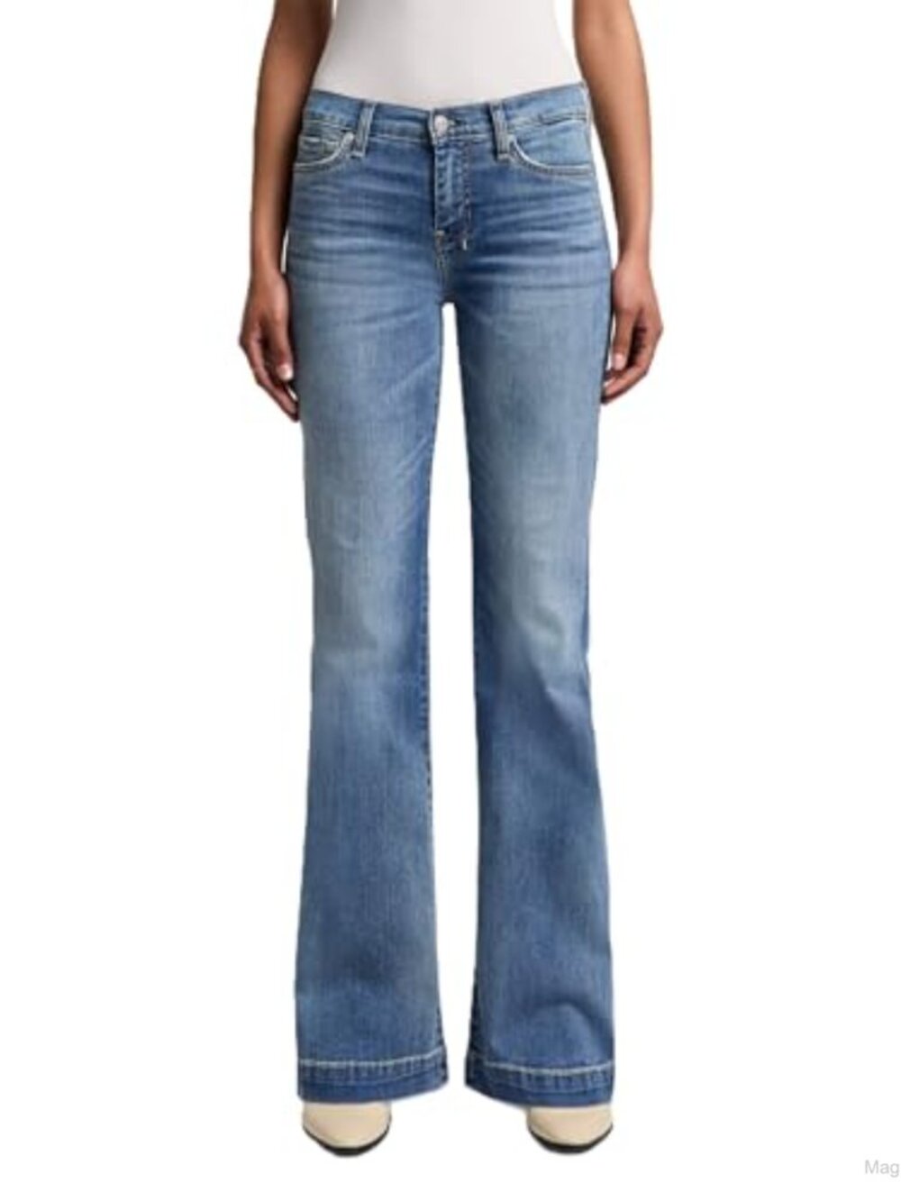 Mid Rise Wide Leg Trouser Jeans Stretch Denim Business Casual